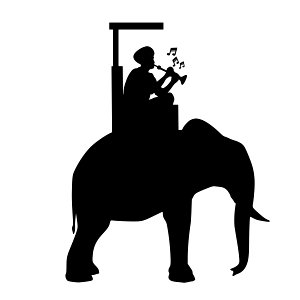 Elephant Riding Silhouette. Free illustration for personal and commercial use.