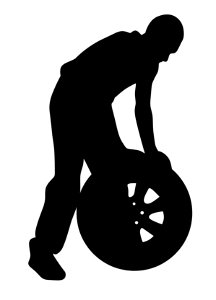 Man Repairing Tire. Free illustration for personal and commercial use.
