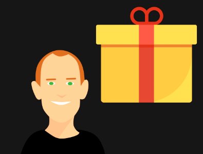 Gift Box and Male Portrait. Free illustration for personal and commercial use.