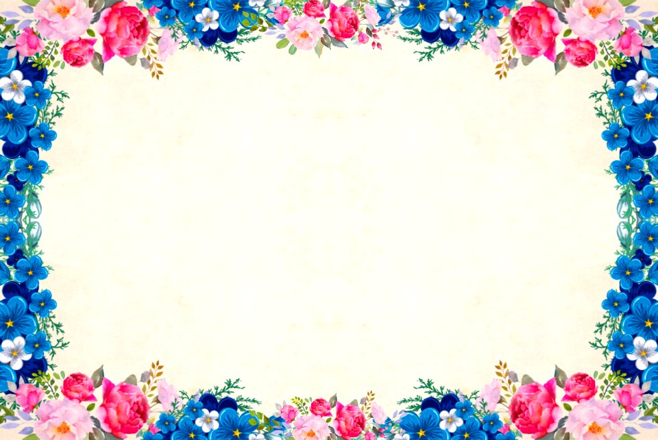 Blue and Pink Floral Frame. Free illustration for personal and commercial use.