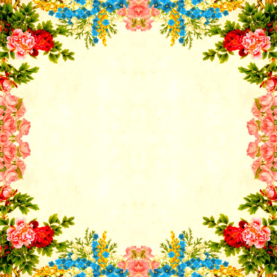Floral Border on Vintage Background. Free illustration for personal and commercial use.