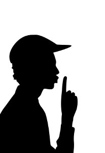 Man telling a secret silhouette. Free illustration for personal and commercial use.