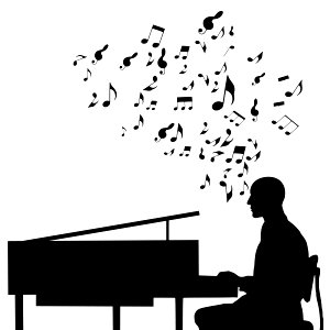 Piano Player Silhouette. Free illustration for personal and commercial use.
