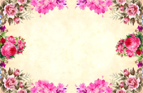 Pink Floral Vintage Paper Background. Free illustration for personal and commercial use.