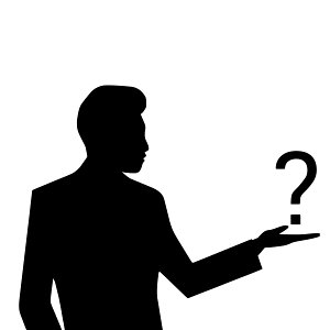 Man Silhouette Looking at Question Mark. Free illustration for personal and commercial use.