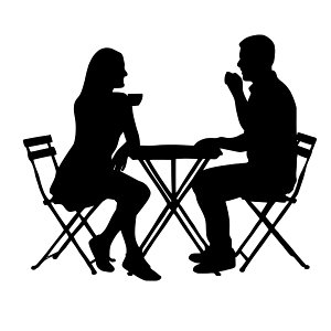 Couple Drinking Coffee Silhouette. Free illustration for personal and commercial use.