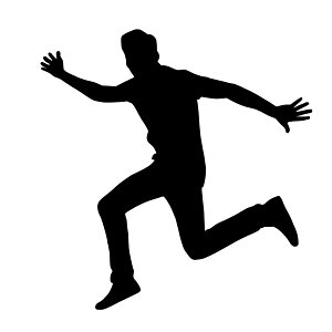 Excited Jumping Man Silhouette. Free illustration for personal and commercial use.