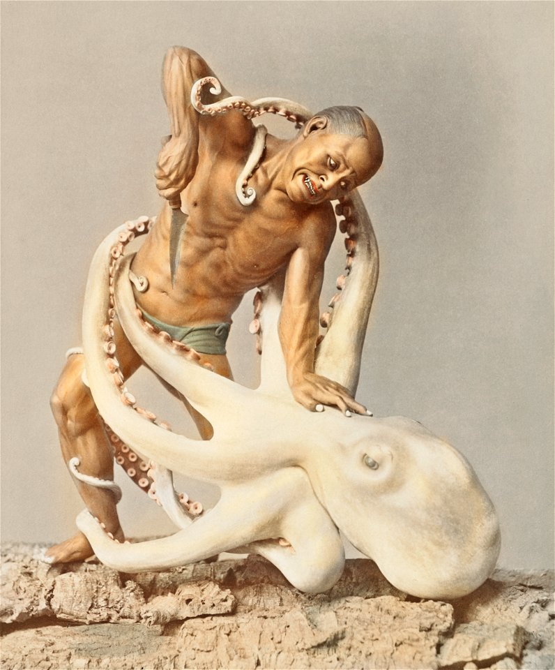 Wood Carving, hand–colored albumen silver print from Japan (1897) by Kazumasa Ogawa.