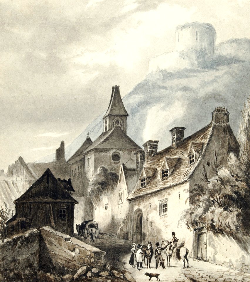 View of la Roche-Guyon by Jean Bernard (1775-1883).