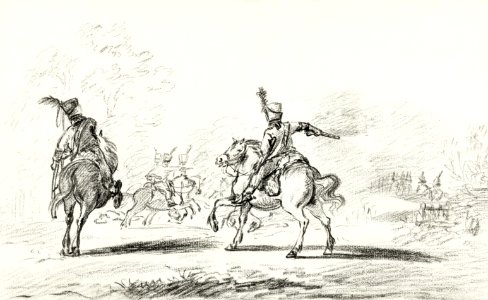 Cavalry fight by Jean Bernard (1775-1883).. Free illustration for personal and commercial use.