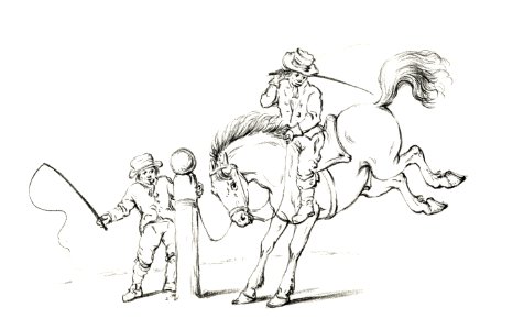 Taming a horse by Jean Bernard (1775-1883).. Free illustration for personal and commercial use.