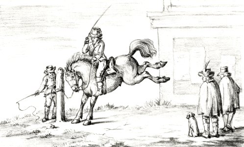 Taming a horse by Jean Bernard (1775-1883).. Free illustration for personal and commercial use.