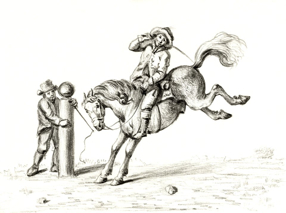 Taming a horse by Jean Bernard (1775-1883).