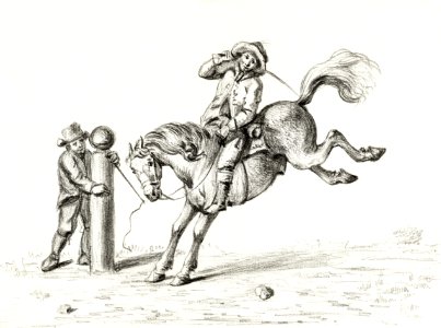 Taming a horse by Jean Bernard (1775-1883).. Free illustration for personal and commercial use.