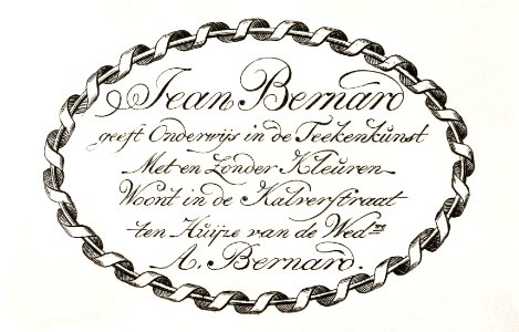 Jean Bernard's business card, by Jean Bernard (1775-1883).. Free illustration for personal and commercial use.