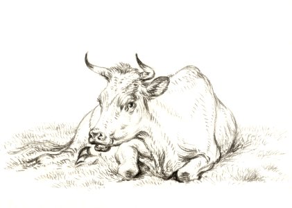 Lying cow (1826) by Jean Bernard (1775-1883).. Free illustration for personal and commercial use.
