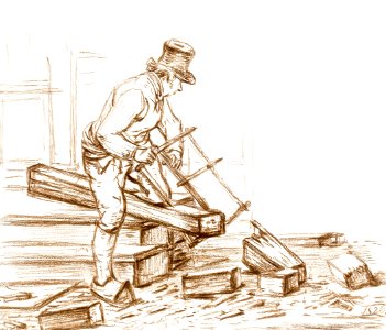 Sawing man (1826) by Jean Bernard (1775-1883).. Free illustration for personal and commercial use.