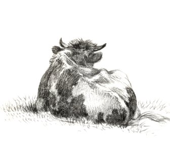 Lying cow (1822) by Jean Bernard (1775-1883).. Free illustration for personal and commercial use.