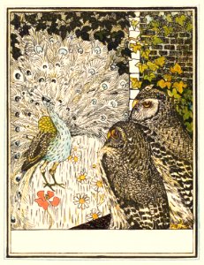 Pronkende pauw en twee uilen (1895) print in high resolution by Theo van Hoytema.