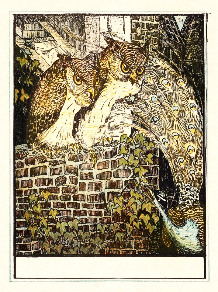 Twee uilen op een muur (1895) print in high resolution by Theo van Hoytema.