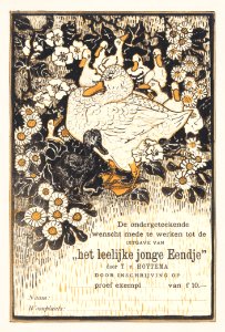Bestelkaart voor proefexemplaar van 'Het leelijke jonge eendje' (1893) print in high resolution by Theo van Hoytema.. Free illustration for personal and commercial use.