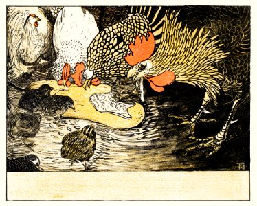Hanen en kuikens (1898) print in high resolution by Theo van Hoytema.