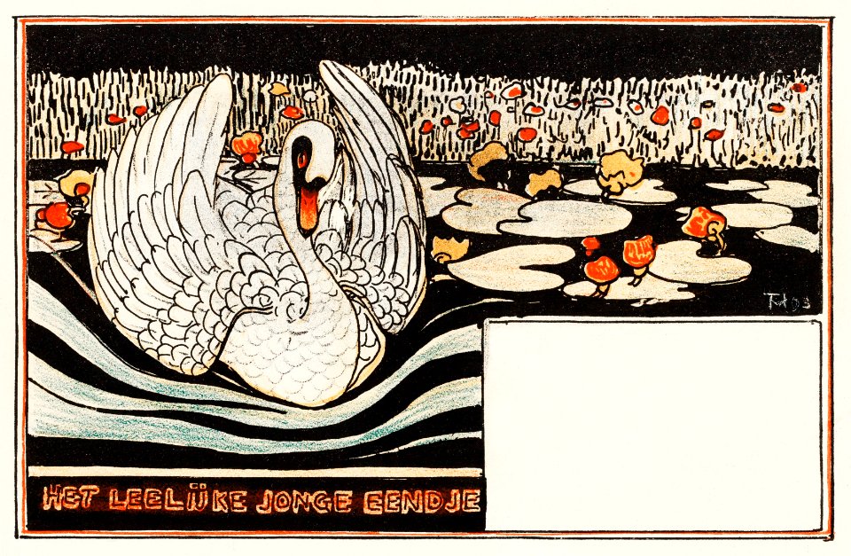 Kwitantie voor proefexemplaar van 'Het leelijke jonge eendje' (1893) print in high resolution by Theo van Hoytema.