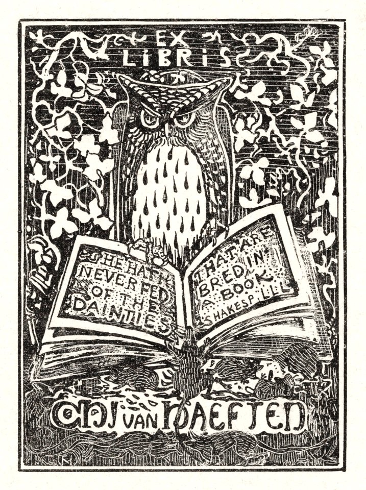 Ex libris van Jhr. C.H.J. van Haeften (1895) print in high resolution by Theo van Hoytema.