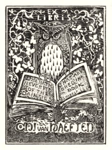 Ex libris van Jhr. C.H.J. van Haeften (1895) print in high resolution by Theo van Hoytema.. Free illustration for personal and commercial use.