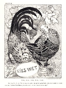 Spotprent met politici als kippen (in or before 1893) print in high resolution by Theo van Hoytema.