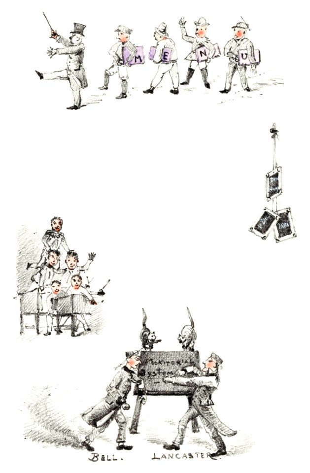 Menukaart met onderwijzers en leerlingen (1886) print in high resolution by Theo van Hoytema.