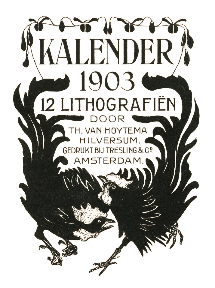 Aankondiging voor kalender 1903 (ca. 1878–190) print in high resolution by Theo van Hoytema.
