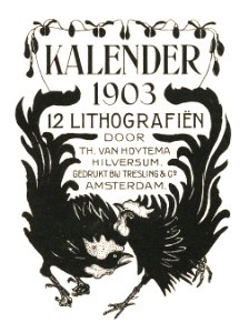 Aankondiging voor kalender 1903 (ca. 1878–190) print in high resolution by Theo van Hoytema.