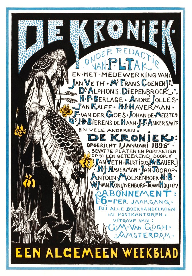 Reclamekaart voor 'De Kroniek' (1895) print in high resolution by Theo van Hoytema.