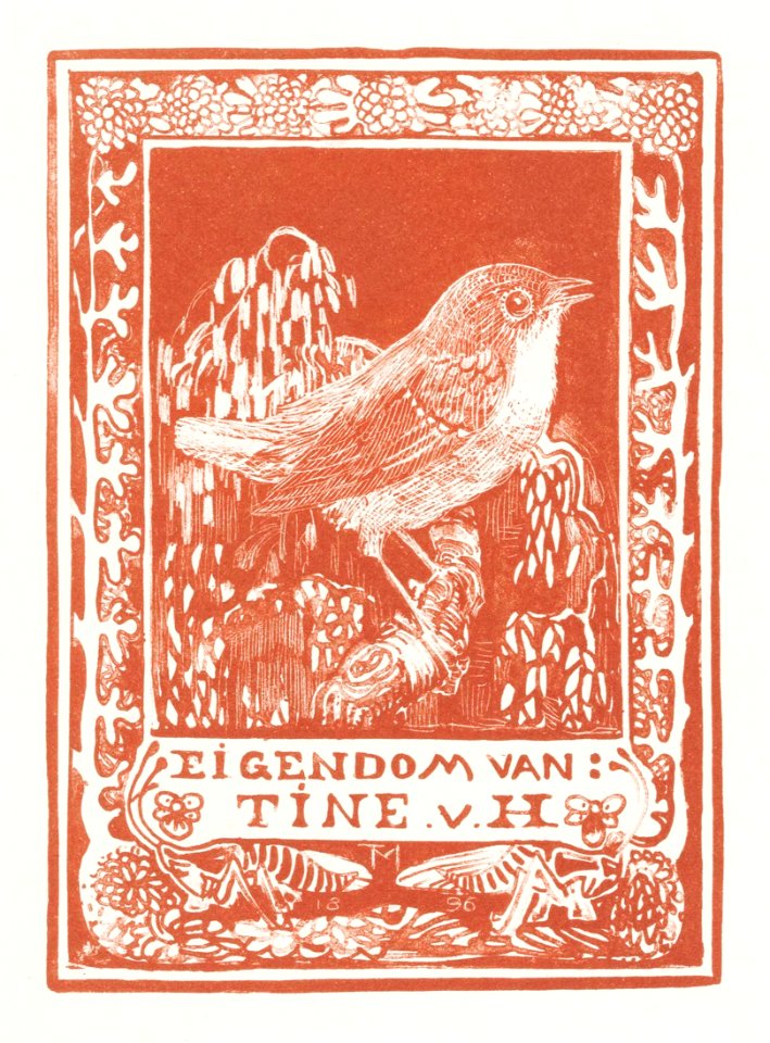 Ex libris van Tine van Hoytema (1896) print in high resolution by Theo van Hoytema.