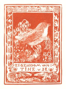 Ex libris van Tine van Hoytema (1896) print in high resolution by Theo van Hoytema.. Free illustration for personal and commercial use.