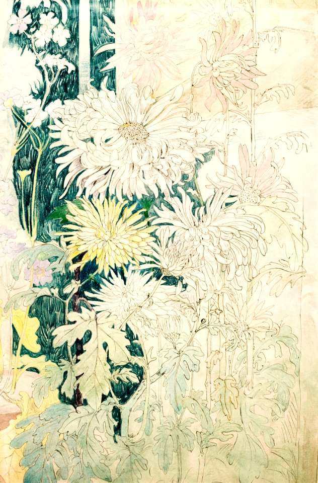 Chrysanten en enkele andere herfstbloemen, Theo van Hoytema (1873–1917) print in high resolution by Theo van Hoytema.