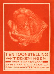 Reclamekaart met ineengedoken aap (1902) print in high resolution by Theo van Hoytema.. Free illustration for personal and commercial use.