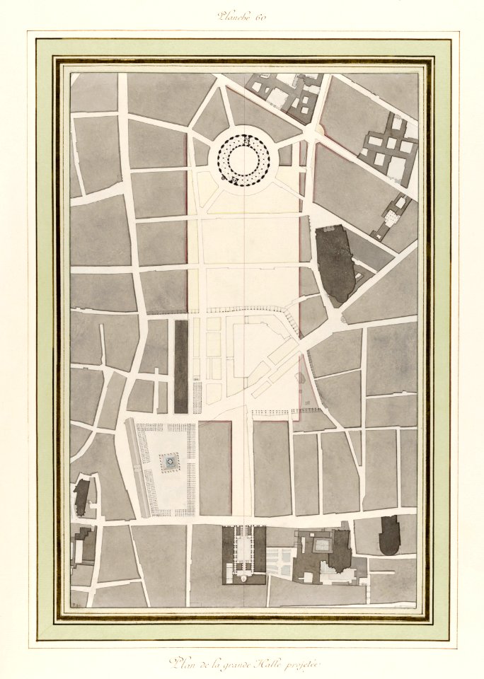 La Halle aux Blés, Street Plan (ca. 1810) by Pierre François Léonard Fontaine.