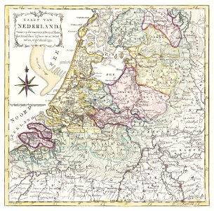 Kaart van Nederland met de marsroutes van het Franse leger (1792) by Cornelis van Baarsel.. Free illustration for personal and commercial use.