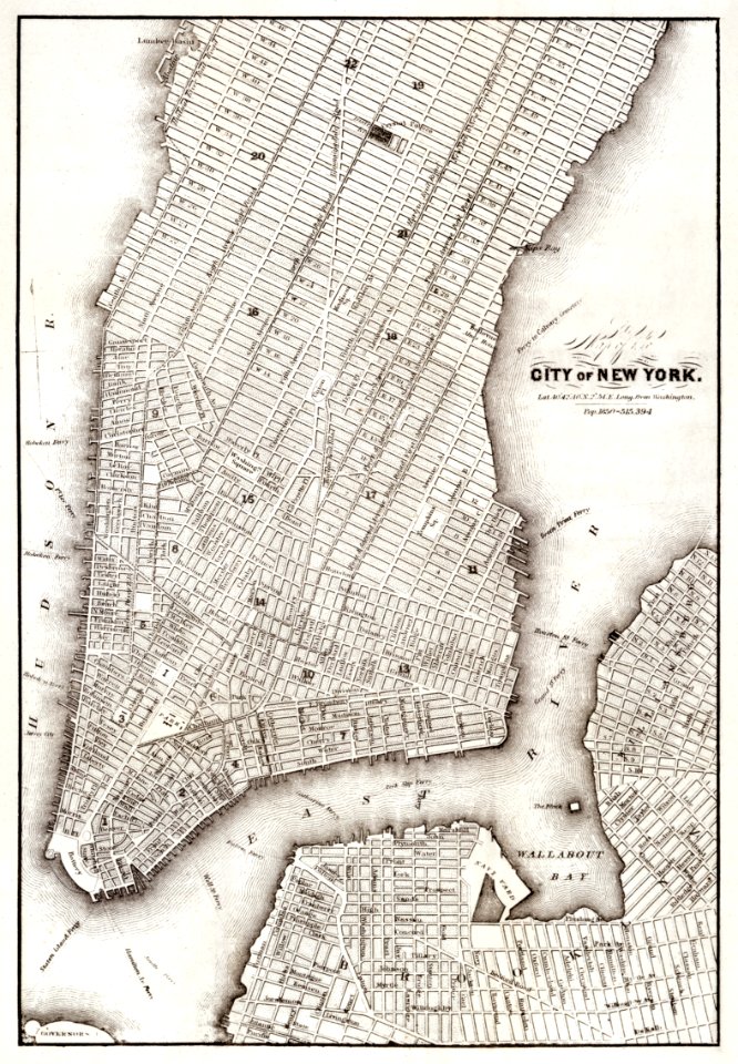 Map of the city of New York (ca. 1850) from Library of Congress Geography and Map Division Washington.