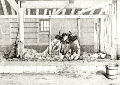 Lying cow (1813) by Jean Bernard (1775-1883).. Free illustration for personal and commercial use.
