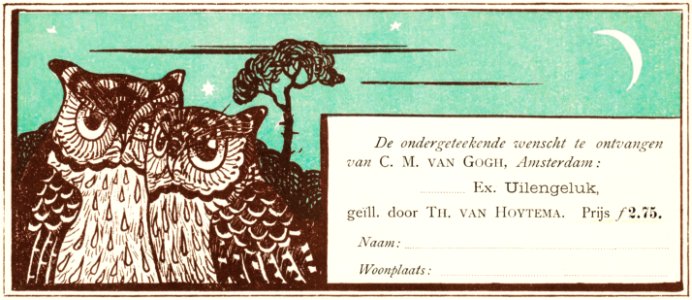 Bestelkaart voor Uilengeluk (1895) print in high resolution by Theo van Hoytema.. Free illustration for personal and commercial use.