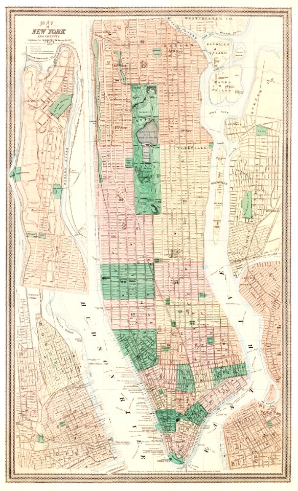 Map of New York and vicinity (1875) by Matthew Dripps.. Free illustration for personal and commercial use.