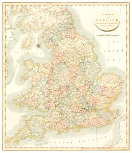 A new map of England (1811) by John Cary.. Free illustration for personal and commercial use.