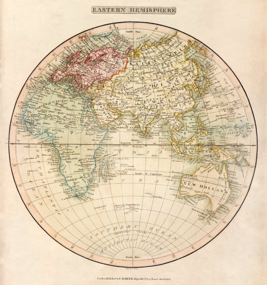 Eastern Hemisphere (1808) by C. Smith.
