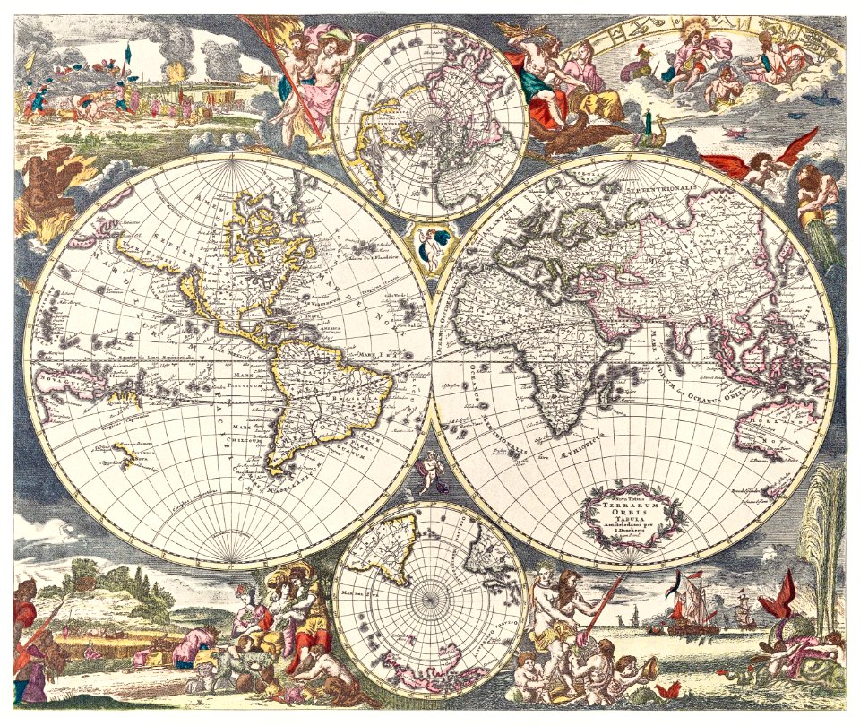 Nova Totius Terrarum orbis tabula (1660) by Justus Danckerts. - Free ...