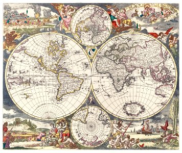 Nova Totius Terrarum orbis tabula (1660) by Justus Danckerts.. Free illustration for personal and commercial use.