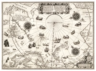 Kaart van het Noordpoolgebied (1598) by Willem Barendsz.