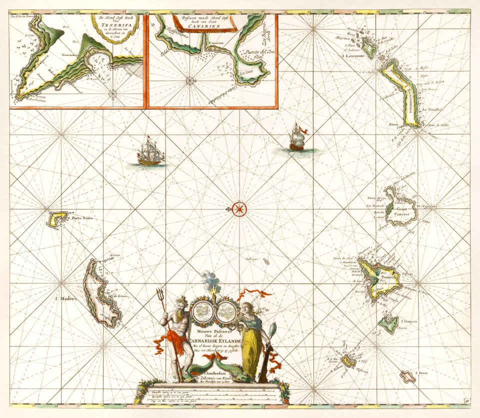 Paskaart van de Canarische Eilanden (ca. 1680) by Jan Luyken.